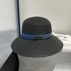 HAT IN BLACK RAFFIA MIX DENIM 653574