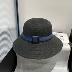 HAT IN BLACK RAFFIA MIX DENIM 653574