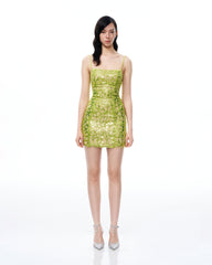 Aurelia Sequin Mini dress - Lime Green