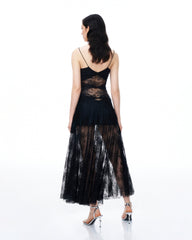 Indigo Floral Lace Dress - Black