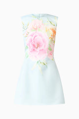 Harper Shift Mini Dress in Baby Blue Floral