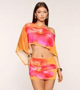 Vacation Calling Floral Mesh Poncho