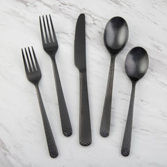 Cecil Black Satin Hammered 20-Piece Flatware Set