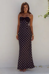 KADIE OFF SHOULDER MAXI DRESS - BLACK/WHITE POLKA