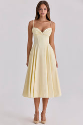 Lemon Cotton Princess Cut Midi Sundress