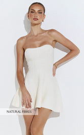 Roselisse Mini Dress - Strapless Sweetheart Fit & Flare Mini Dress in Cream