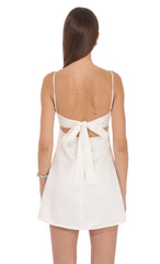 Iridescent A-Line Mini Dress in White