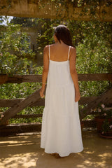 Liliana 100% Linen Maxi Dress White