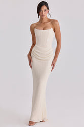Ivory Beaded Embellished Strapless Bridal Gown