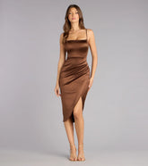 Madelyn Satin Lace-Up Midi Formal Dress