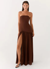 Eden Strapless Maxi Dress - Brown