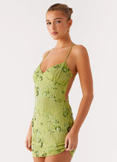 Vietta Sequin Cami Micro Mini Dress - Lime