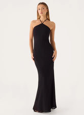 Anouk Halter Maxi Dress - Black