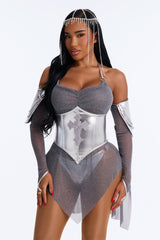 Armor Goddess 5 Piece Costume Set - Silver