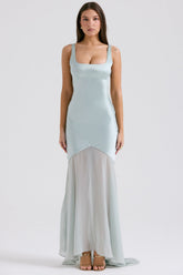 Pistachio Chiffon Floor Length Gown