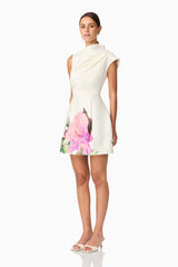 Azelie Asymmetrical Mini Dress in White