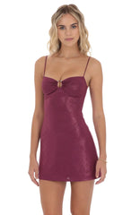 Foil Embellished Dress in Plum