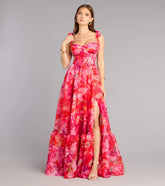 Elana Floral A-Line Slit Formal Dress