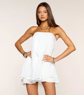 Flirty Flowy Chiffon Strapless Babydoll Dress