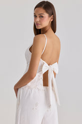 White Broderie Anglaise Cotton Bow Back Top