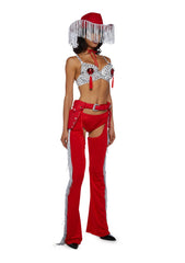 Giddy Up Rhinestone Cowgirl Costume - Red
