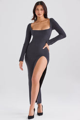 Charcoal Cashmere Knit Maxi Dress