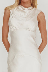 Cheers To You Cowl Back Maxi Dress Oyster