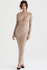 Stone Floral Lace Maxi Dress