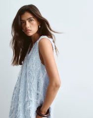 ARRANGE textured maxi dress with frill detail in blue
