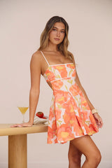 Peony Bright Mini Dress Orange
