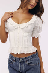 White Broderie Anglais Babydoll Top