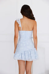 Aesthetic Evenings One Shoulder Mini Dress Blue