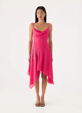 Pirama Beaded Midi Dress - Fuchsia
