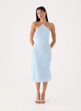 Valeska Beaded Midi Dress - Blue