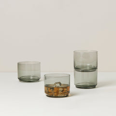 Tuscany Classics Stackable Smoke Short Glasses, Set of 4