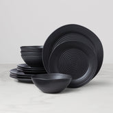 Ridge Black 12-Piece Dinnerware Set