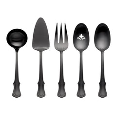 James Street Black Satin 5-Piece Hostess Set