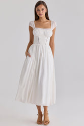 White Voile + Broderie Anglais Maxi Dress