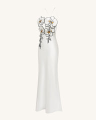 Orchid Embroidered Dress - White/Black