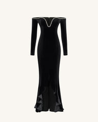 Allison Off-Shoulder Evening Gown - Black