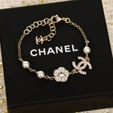 CC 5 Motif Flower With Pearl and Double C Bracelet