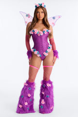 Fluttering Flirt 7 Piece Costume Set - Purple