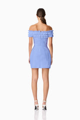Sonya Off The Shoulder Mini Dress in Blue