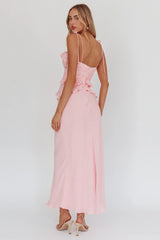 On A Roll Frill Trim Maxi Dress Pink