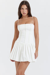 White Pleated Mini Dress