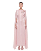 Floral Embellished Cape-Sleeve Maxi Dress - Blush