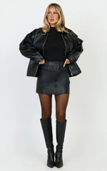Lumi Mini Skirt - Faux Leather Pocket Detail Mini Skirt in Black