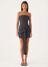 Jiliana Strapless Mini Dress - Charcoal