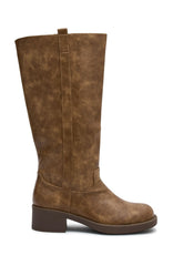 Lainey Knee High Boots Crinkle Camel