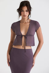 dark mauve tie front top